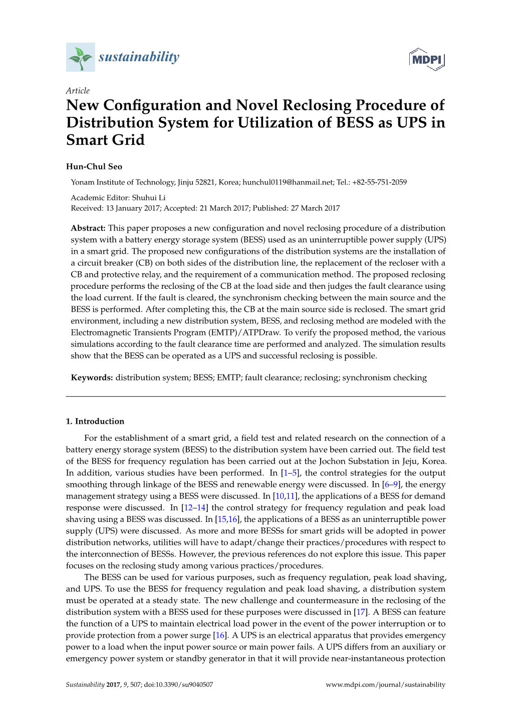 New Configuration and Novel Reclosing Procedure of Distribution