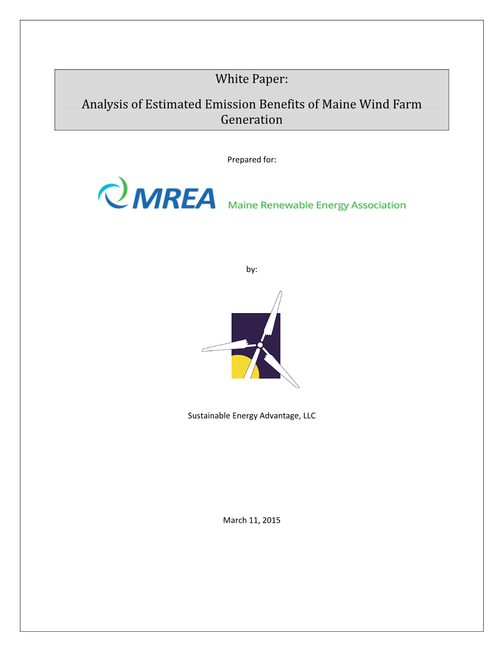 Analysis of Estimated Emission Benefits of Maine Wind Farm Generation