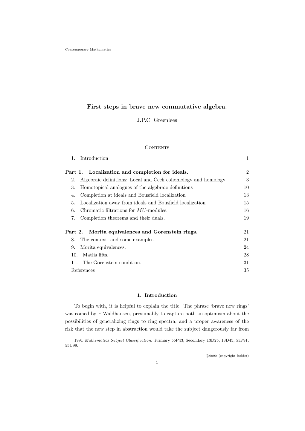 First Steps in Brave New Commutative Algebra