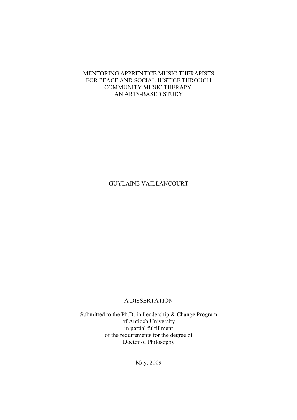 Mentoring Apprentice Music Therapists for Peace and Social Justice Through Community Music Therapy: an Arts-Based Study