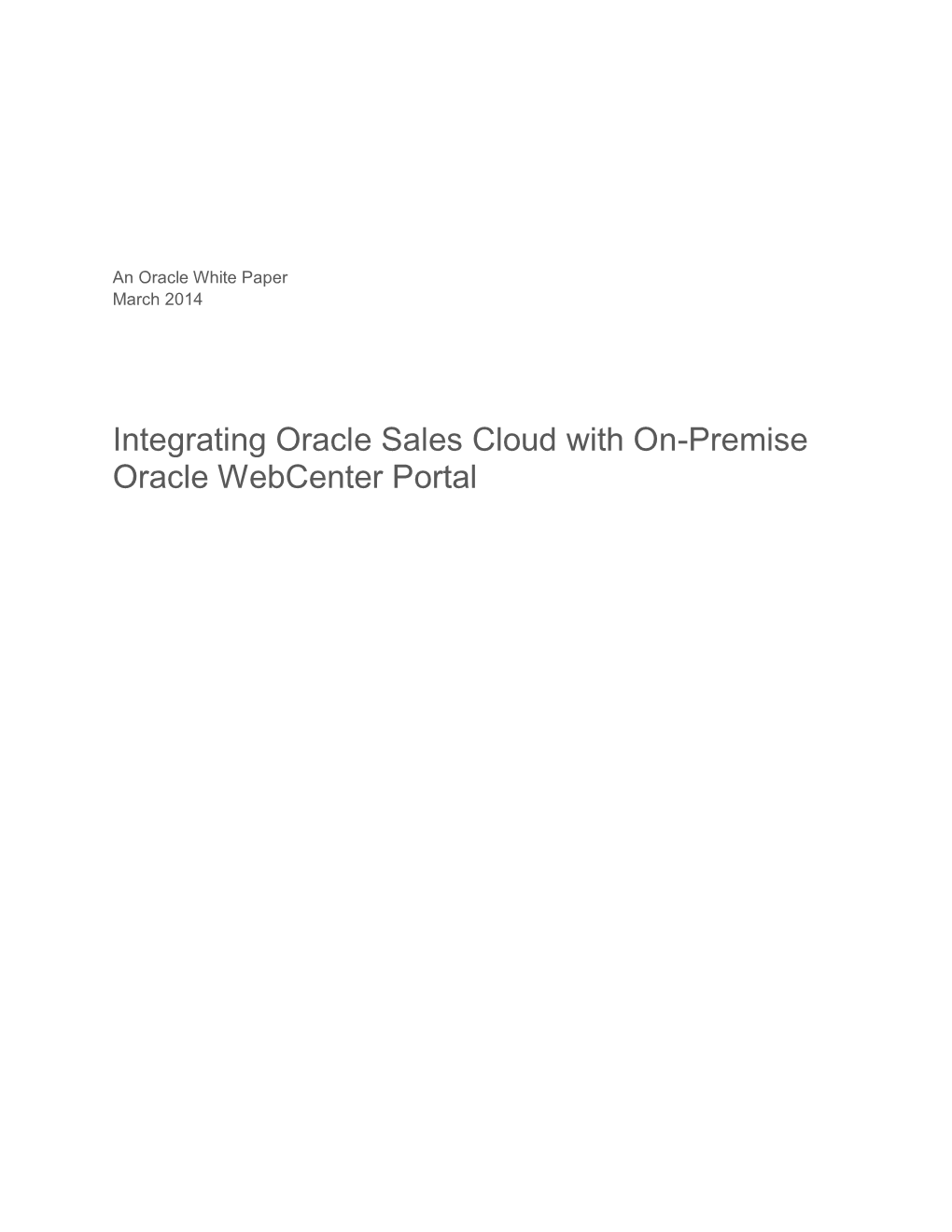 Oracle White Paper March 2014