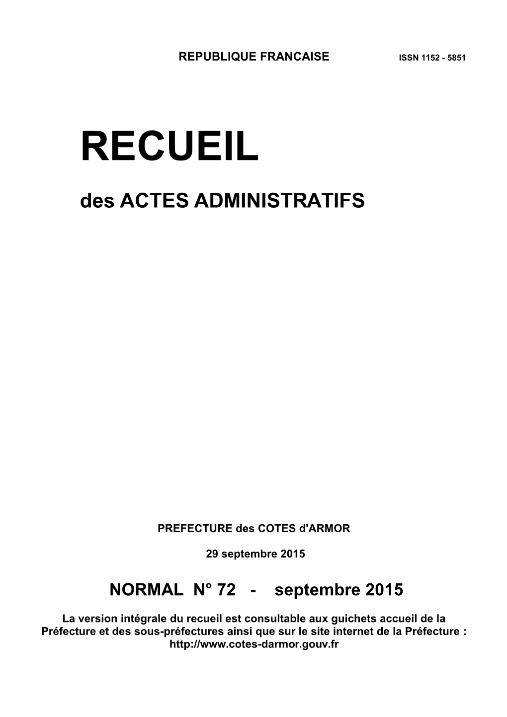 Recueil Normal 72 Du 29 Septembre 2015