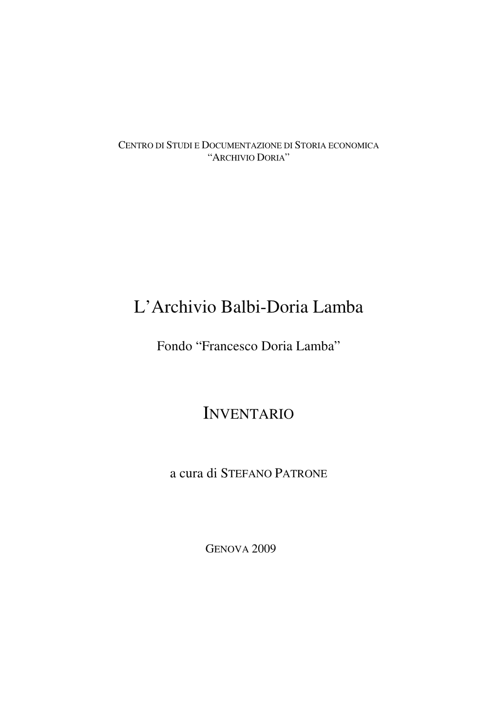 L'archivio Balbi-Doria Lamba