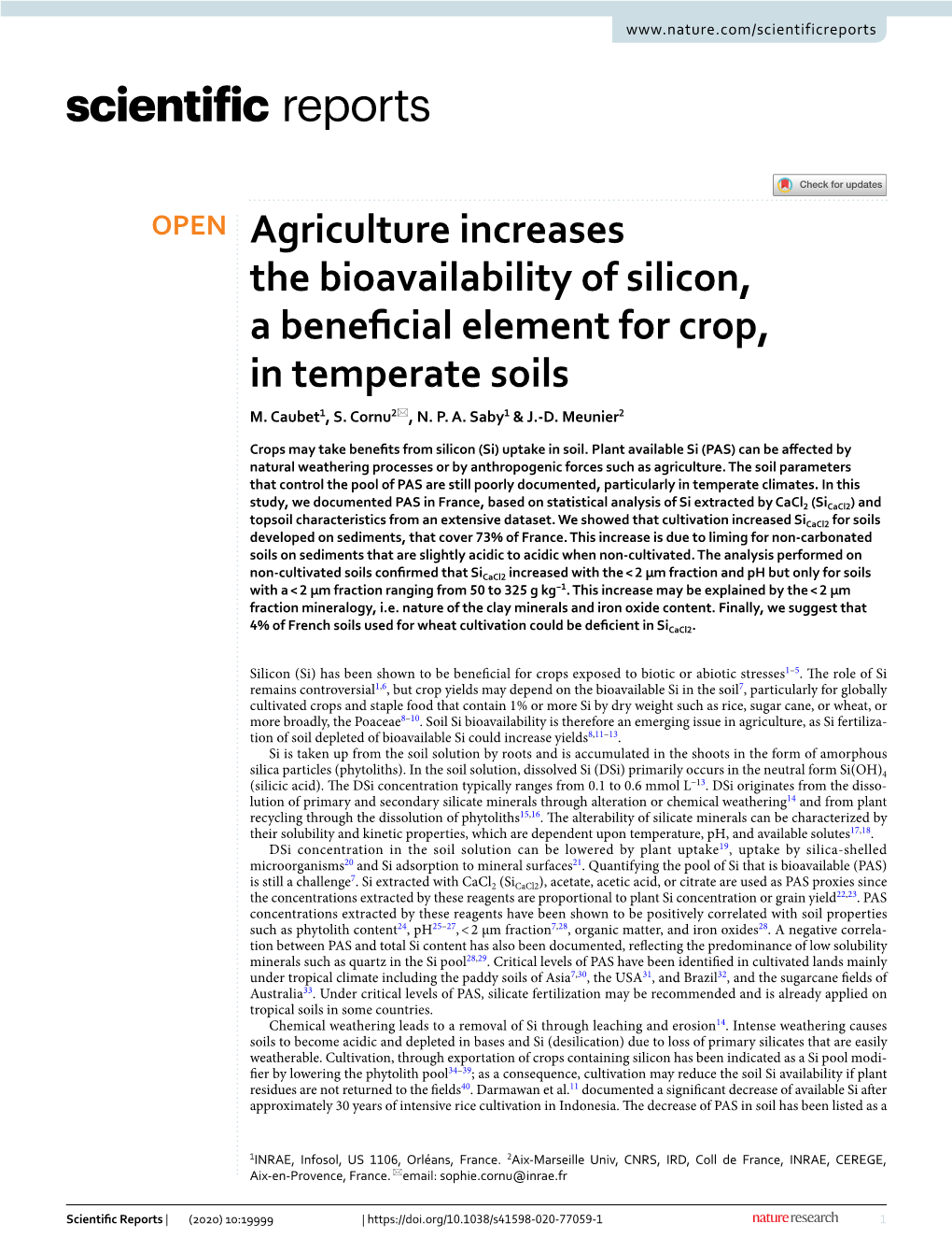 Agriculture Increases the Bioavailability of Silicon, a Beneficial