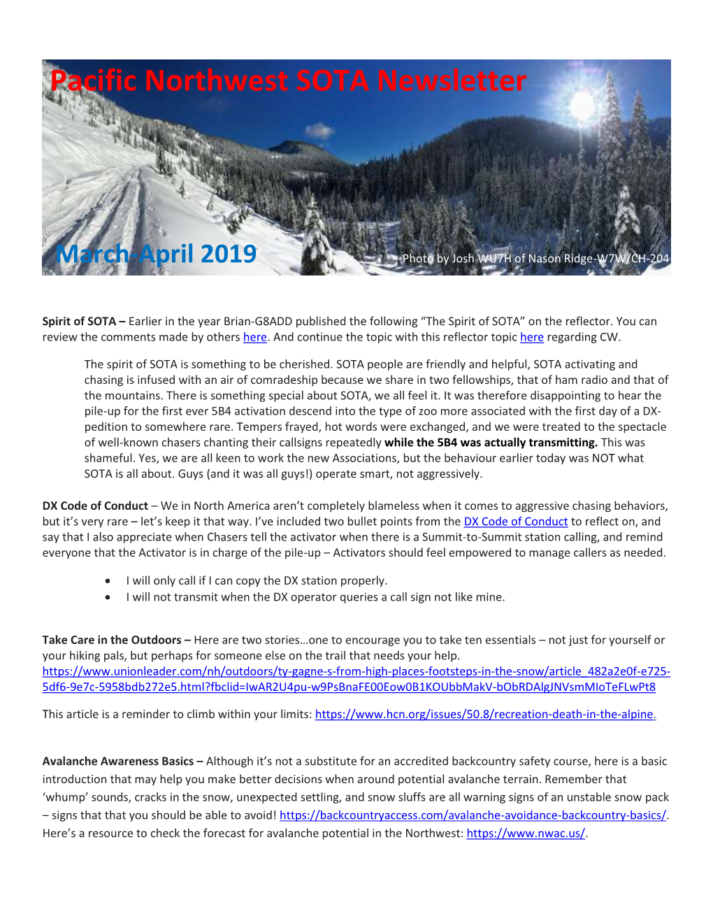 Pacific Northwest SOTA Newsletter