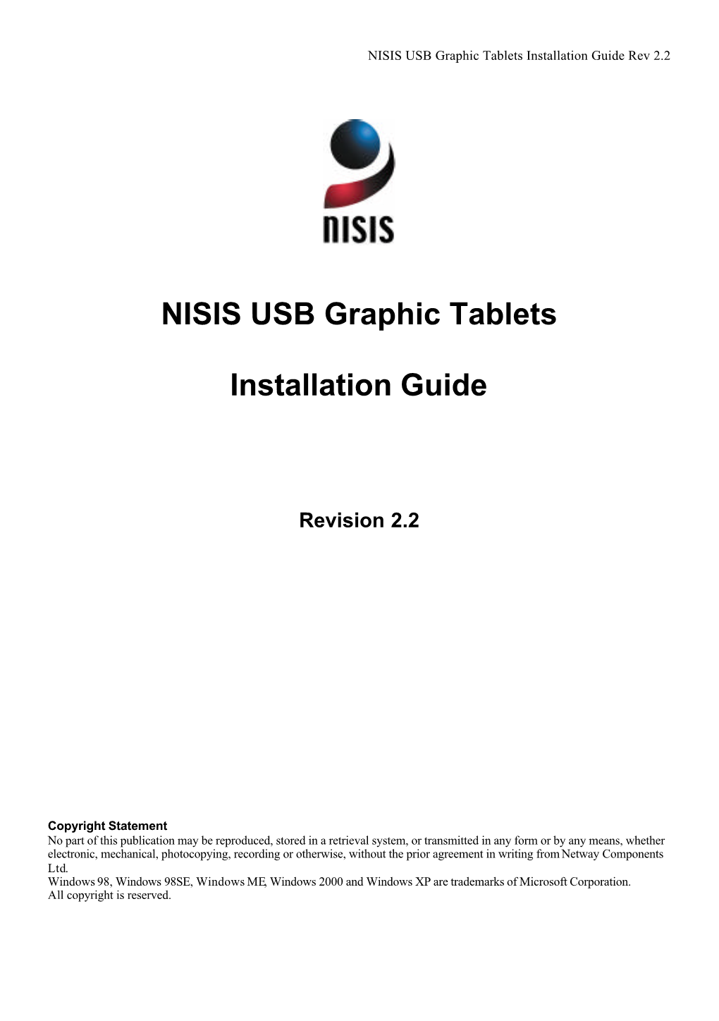 NISIS USB Graphic Tablets Installation Guide Rev 2.2