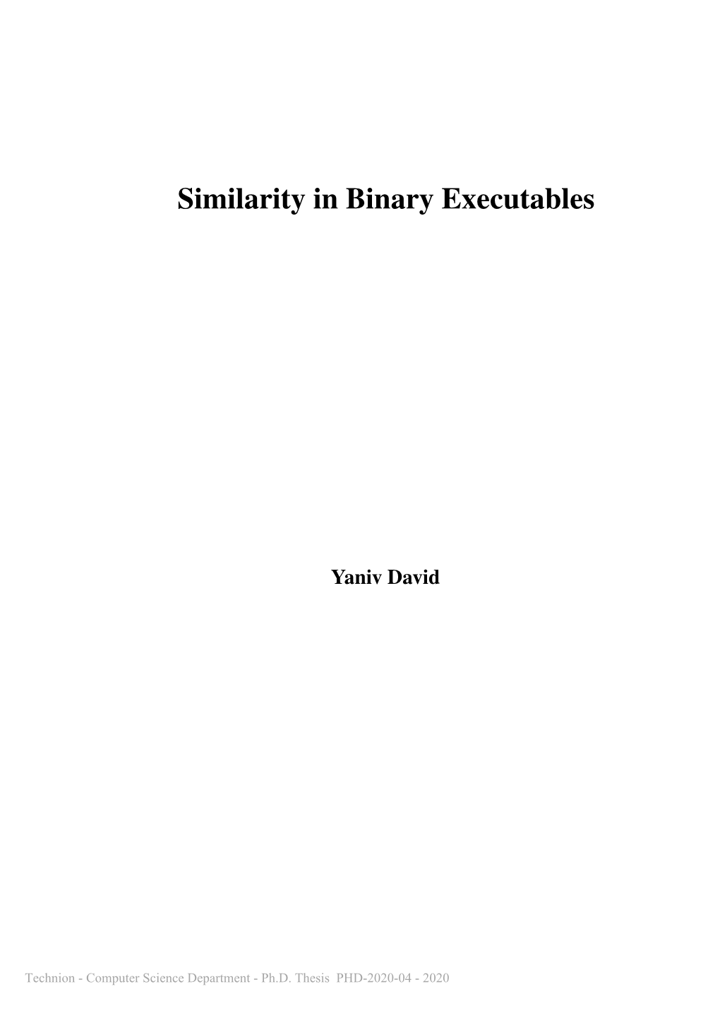 Similarity in Binary Executables