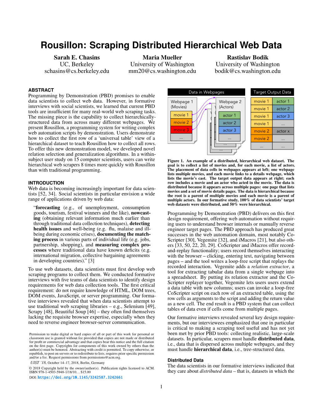 Rousillon: Scraping Distributed Hierarchical Web Data Sarah E