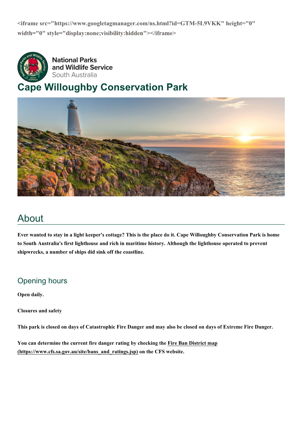 Cape Willoughby Conservation Park About