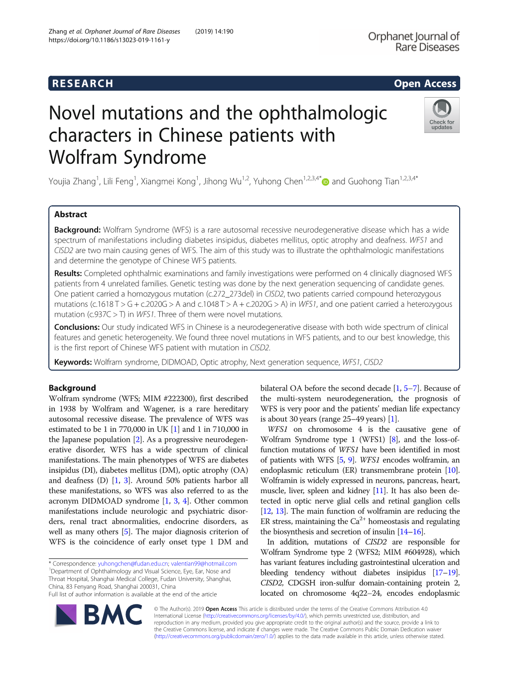 Novel Mutations and the Ophthalmologic Characters In