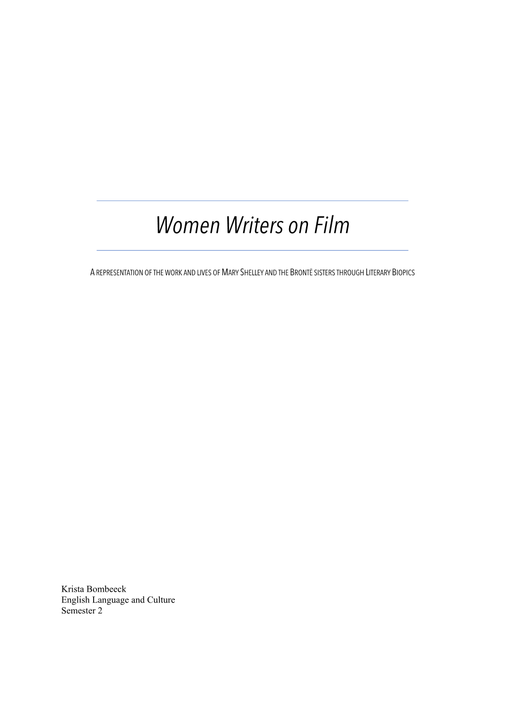 Women Writers on Film