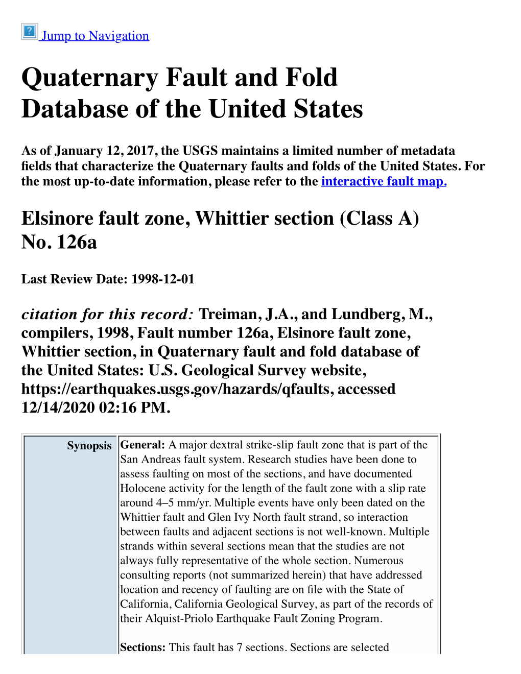 Quaternary Fault and Fold Database of the United States