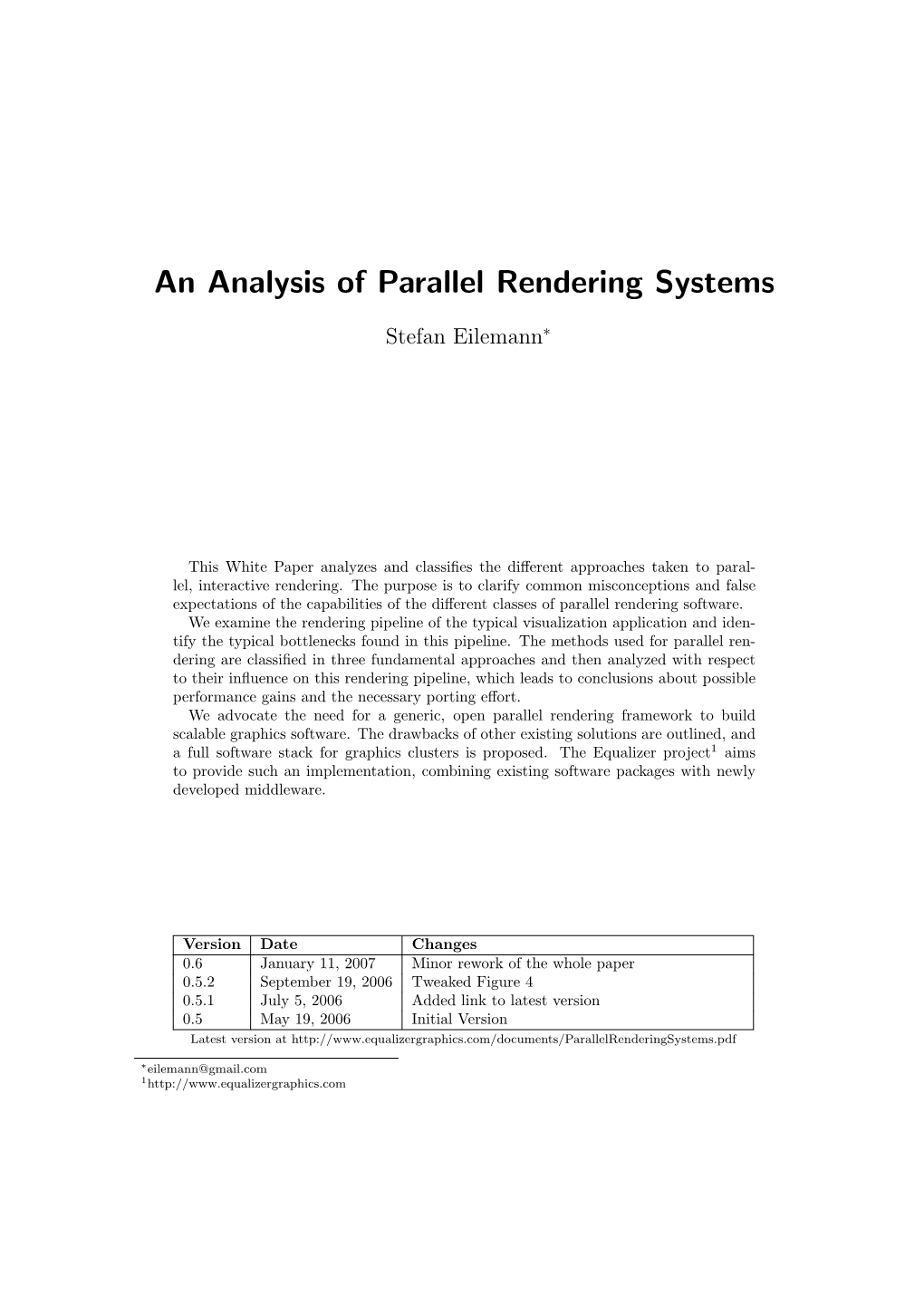 An Analysis of Parallel Rendering Systems