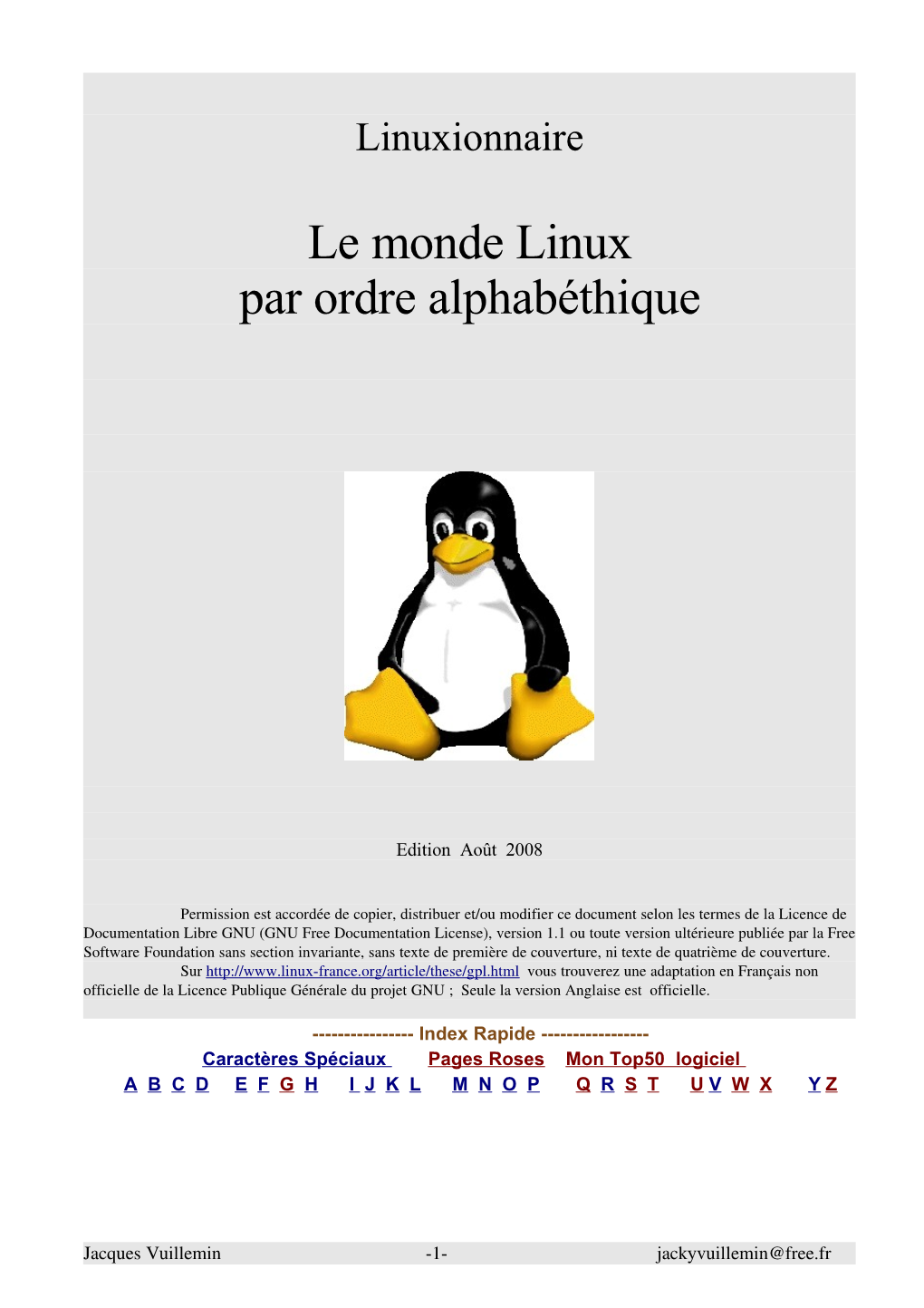 Le Monde Linux Par Ordre Alphabéthique
