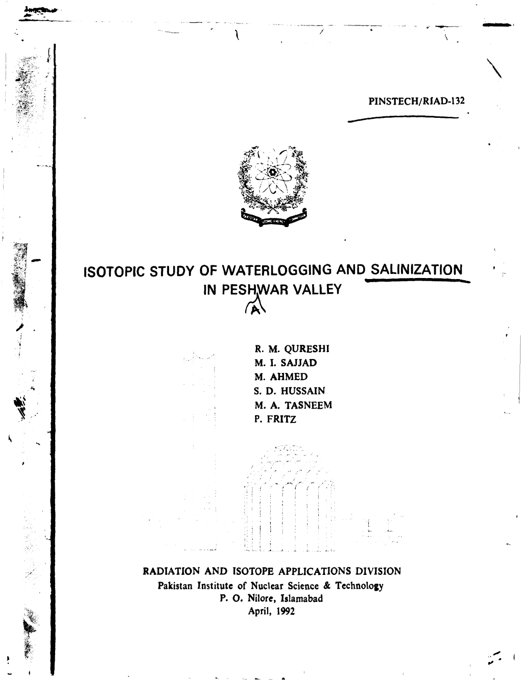 Isotopic Study of Waterlogging and Salinization in Peshwar Valley