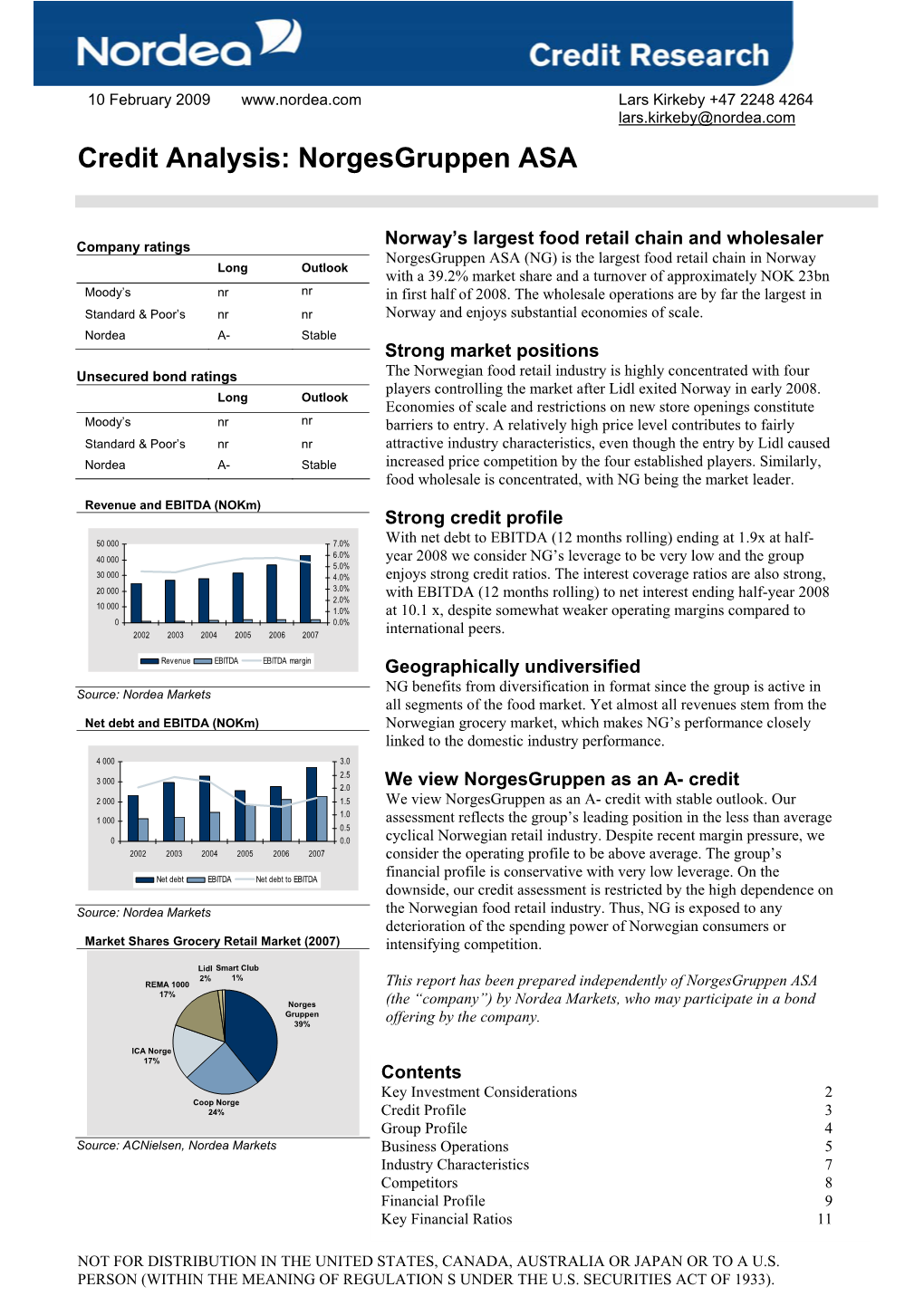 Credit Analysis: Norgesgruppen ASA