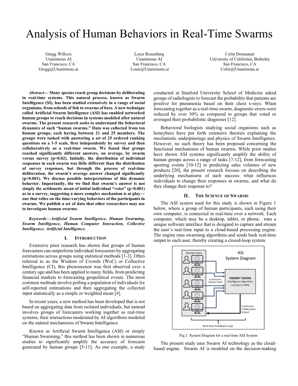 Analysis of Human Behaviors in Real-Time Swarms