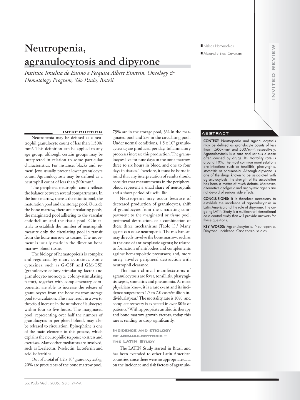 Neutropenia, Agranulocytosis and Dipyrone