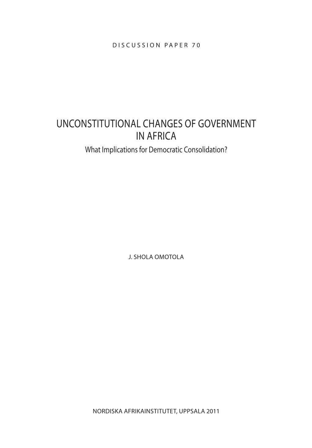 Unconstitutional Changes of Government in Africa