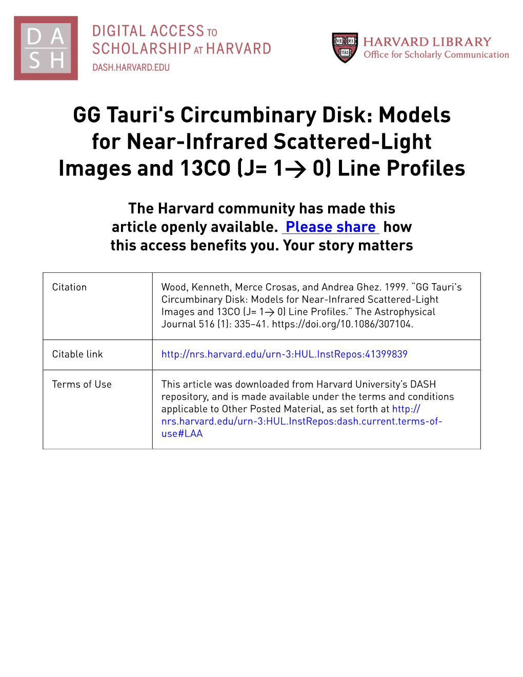 GG Tauri's Circumbinary Disk: Models for Near-Infrared Scattered-Light Images and 13CO (J= 1→ 0) Line Profiles