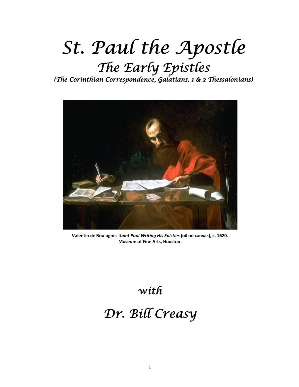 St. Paul's Early Epistles Syllabus