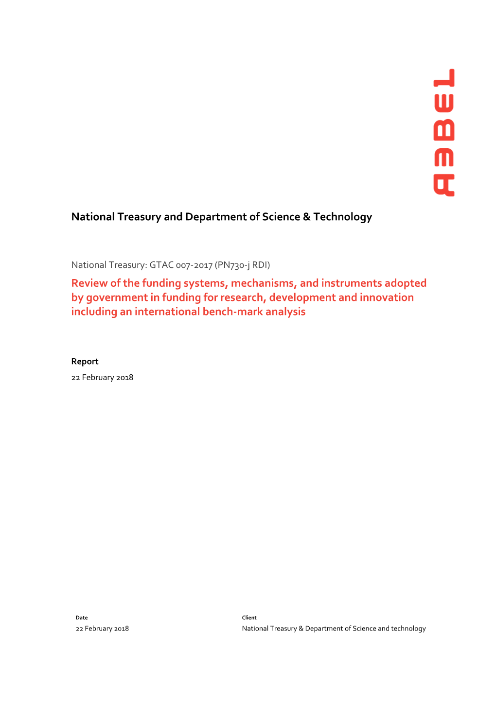 National Treasury and Department of Science & Technology Review Of
