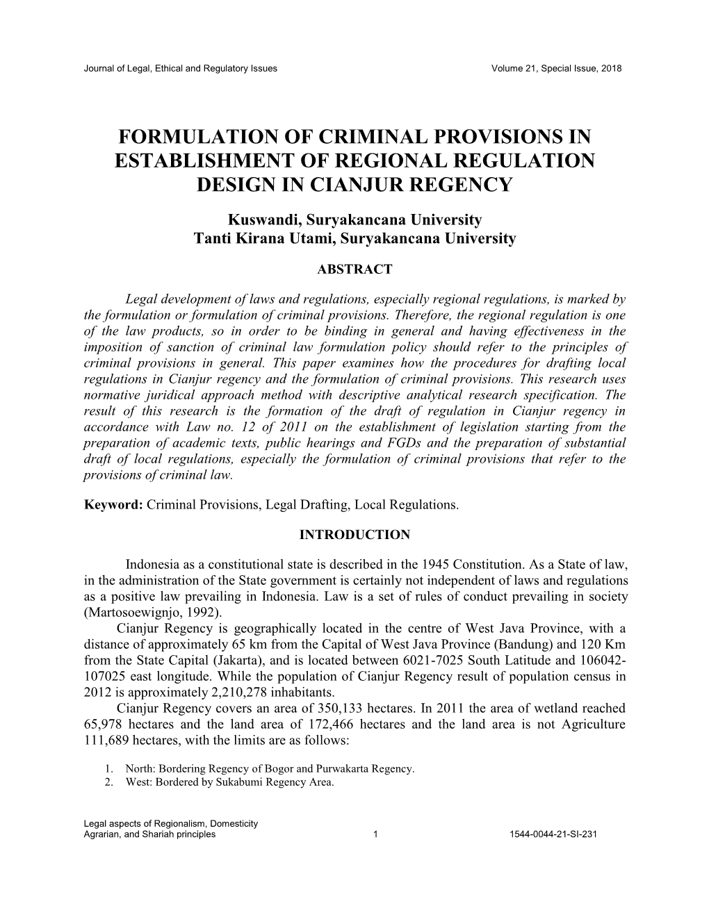 Formulation of Criminal Provisions In