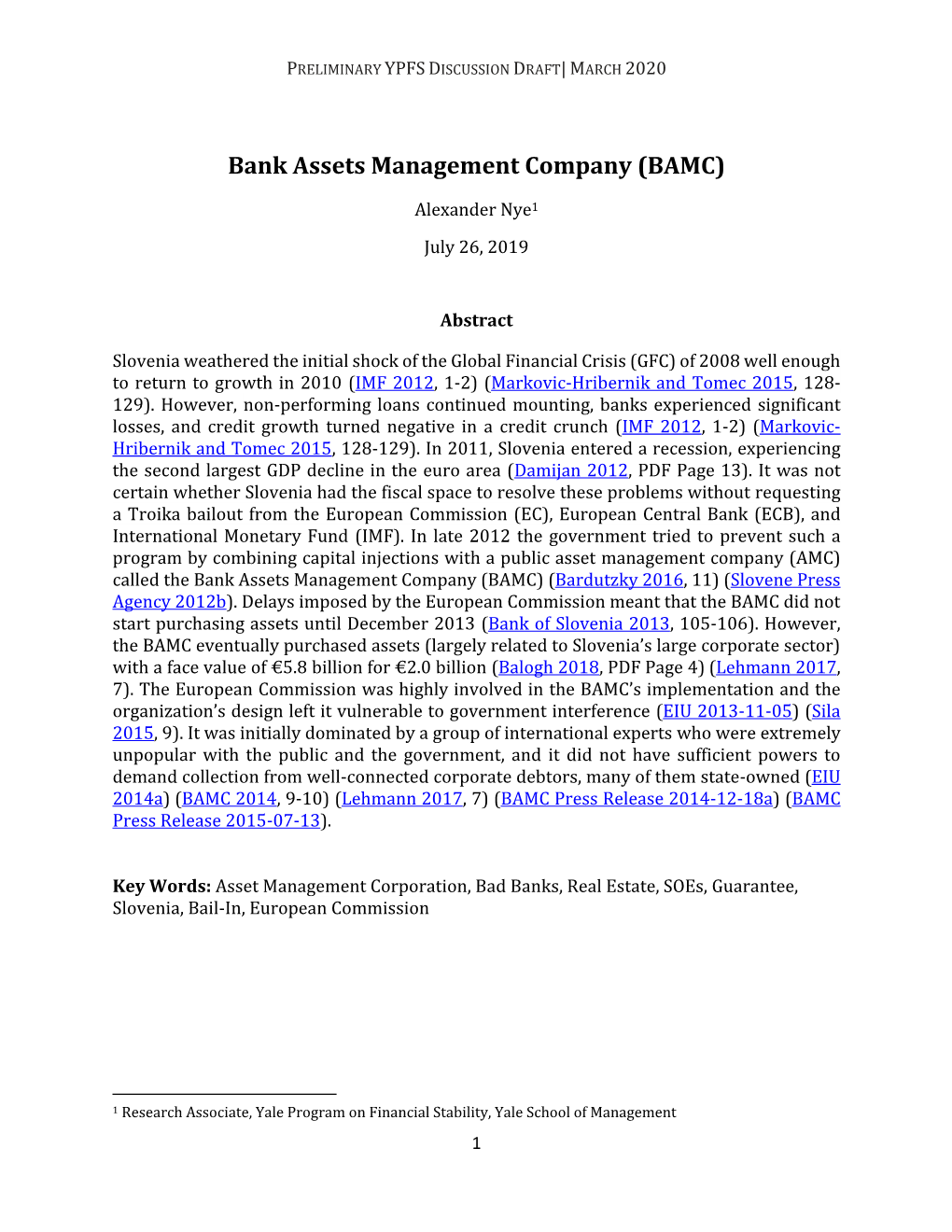 The Bank Assets Management Company (BAMC) in Slovenia