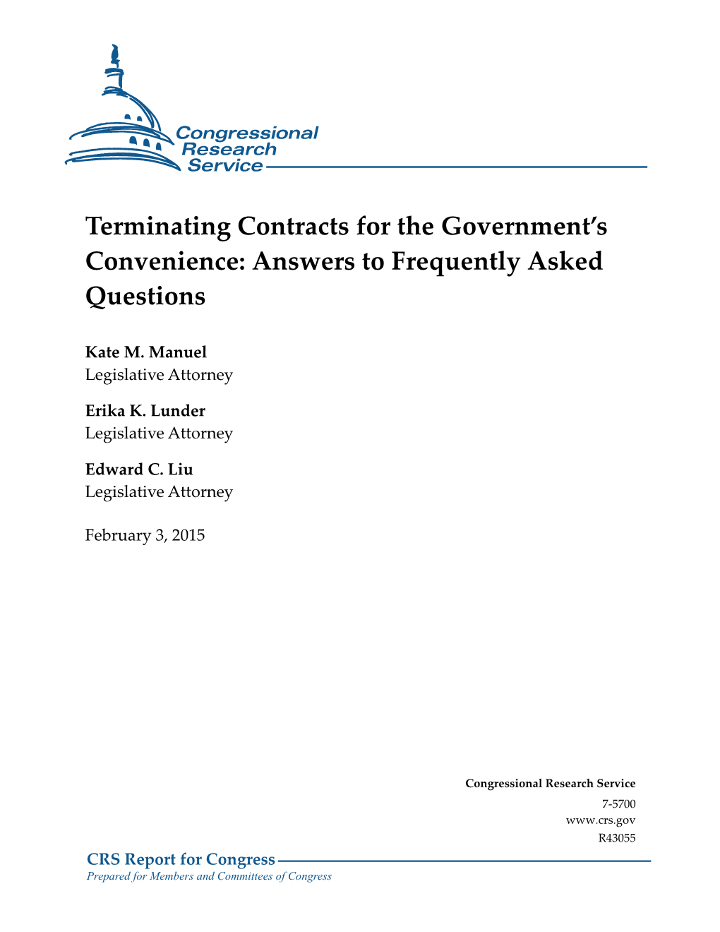 Terminating Contracts for the Government's Convenience: Answers to Frequently Asked Questions