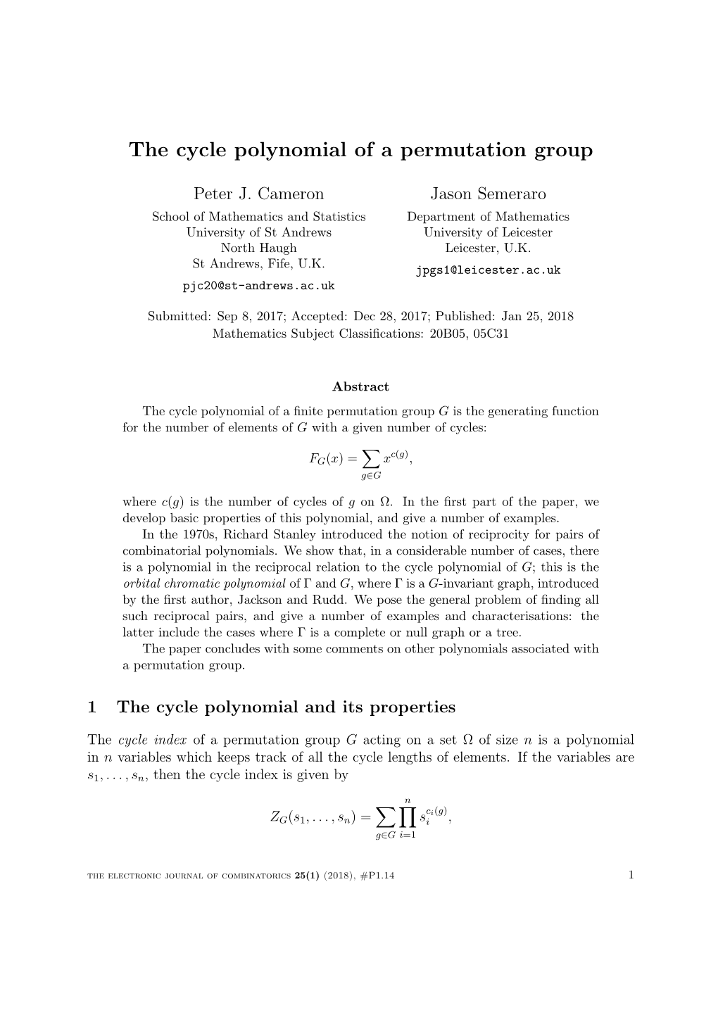 The Cycle Polynomial of a Permutation Group