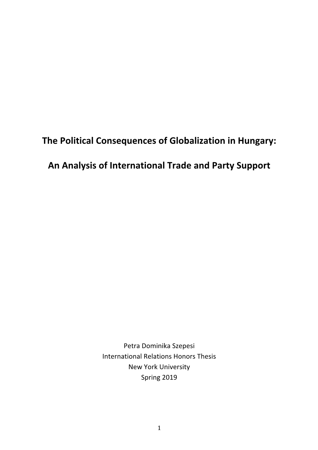 The Political Consequences of Globalization in Hungary: An