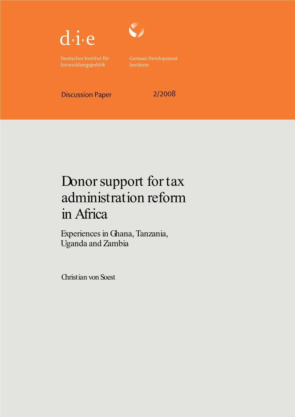 Donor Support for Tax Administration Reform in Africa