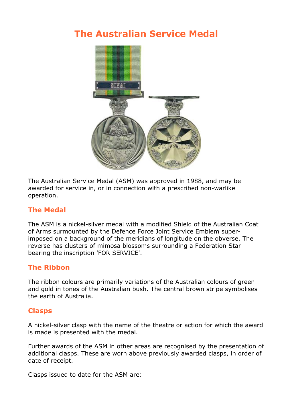 The Australian Service Medal