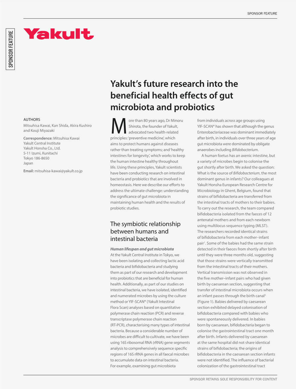 Yakult's Future Research Into the Beneficial Health Effects of Gut