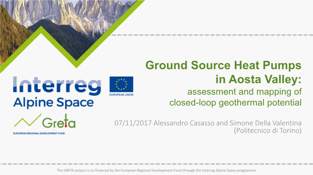 Ground Source Heat Pumps in Aosta Valley: Assessment and Mapping of Closed-Loop Geothermal Potential