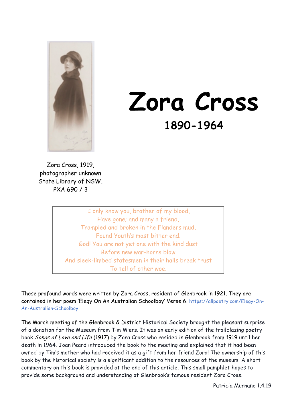 Zora Cross 1890-1964
