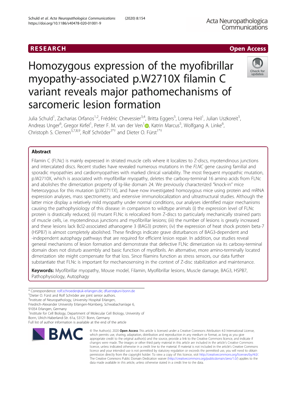 Homozygous Expression of the Myofibrillar Myopathy-Associated P.W2710X Filamin C Variant Reveals Major Pathomechanisms of Sarcom