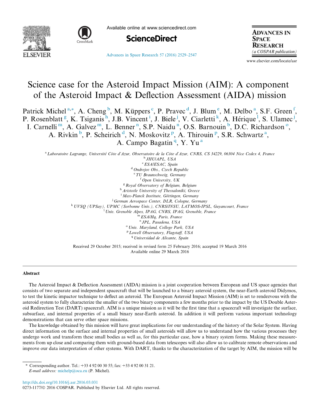 Science Case for the Asteroid Impact Mission (AIM): a Component of the Asteroid Impact & Deﬂection Assessment (AIDA) Mission