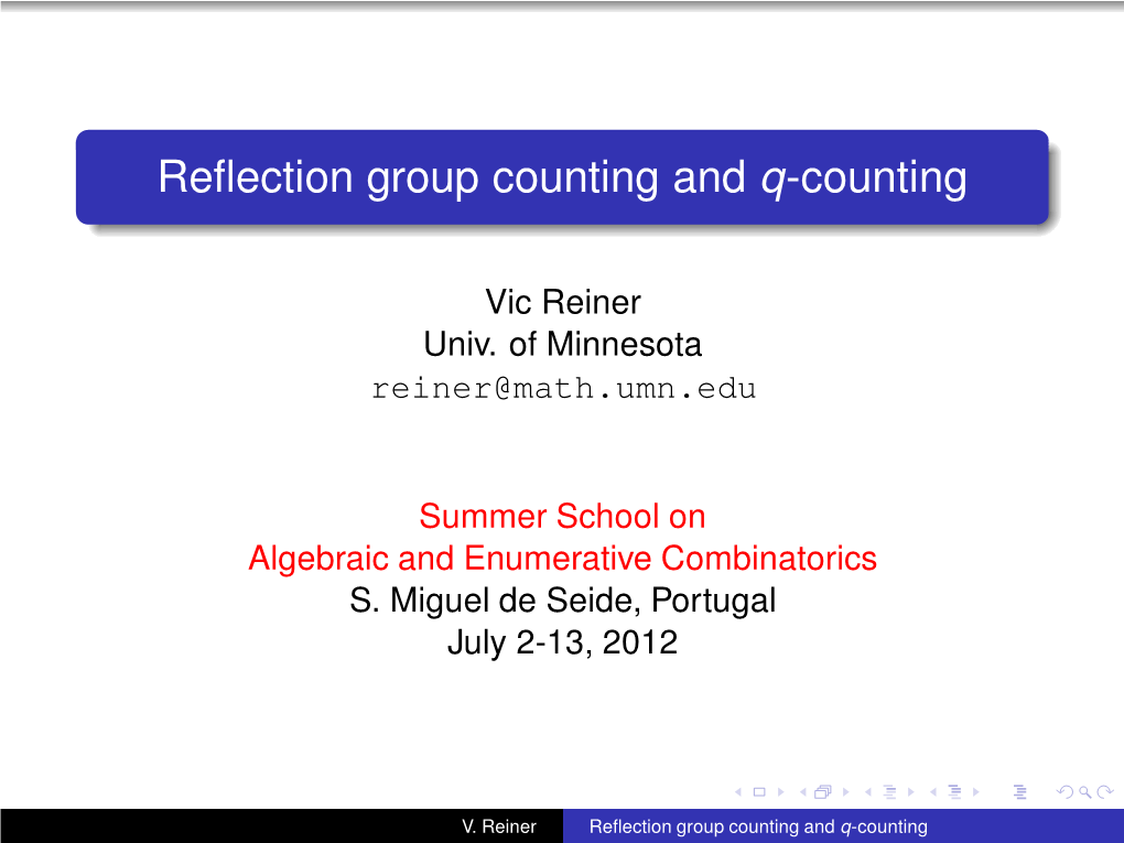 Taxonomy of Reflection Groups