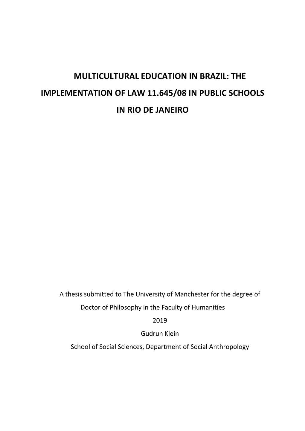 Social and Racial Dimensions of Brazilian Education