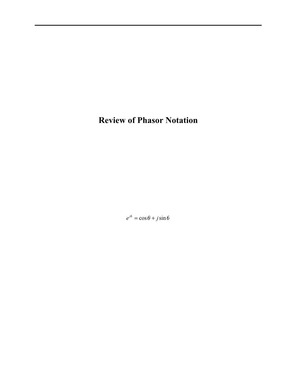 Review of Phasor Notation