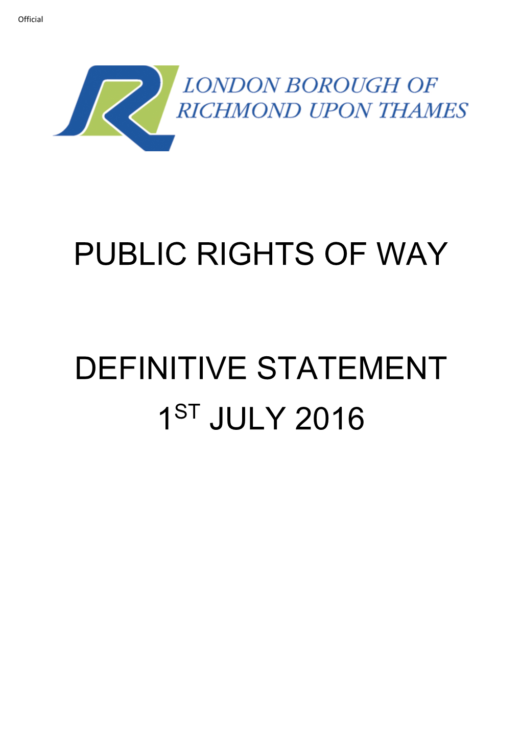 Public Rights of Way Definitive Statement 1 July 2016