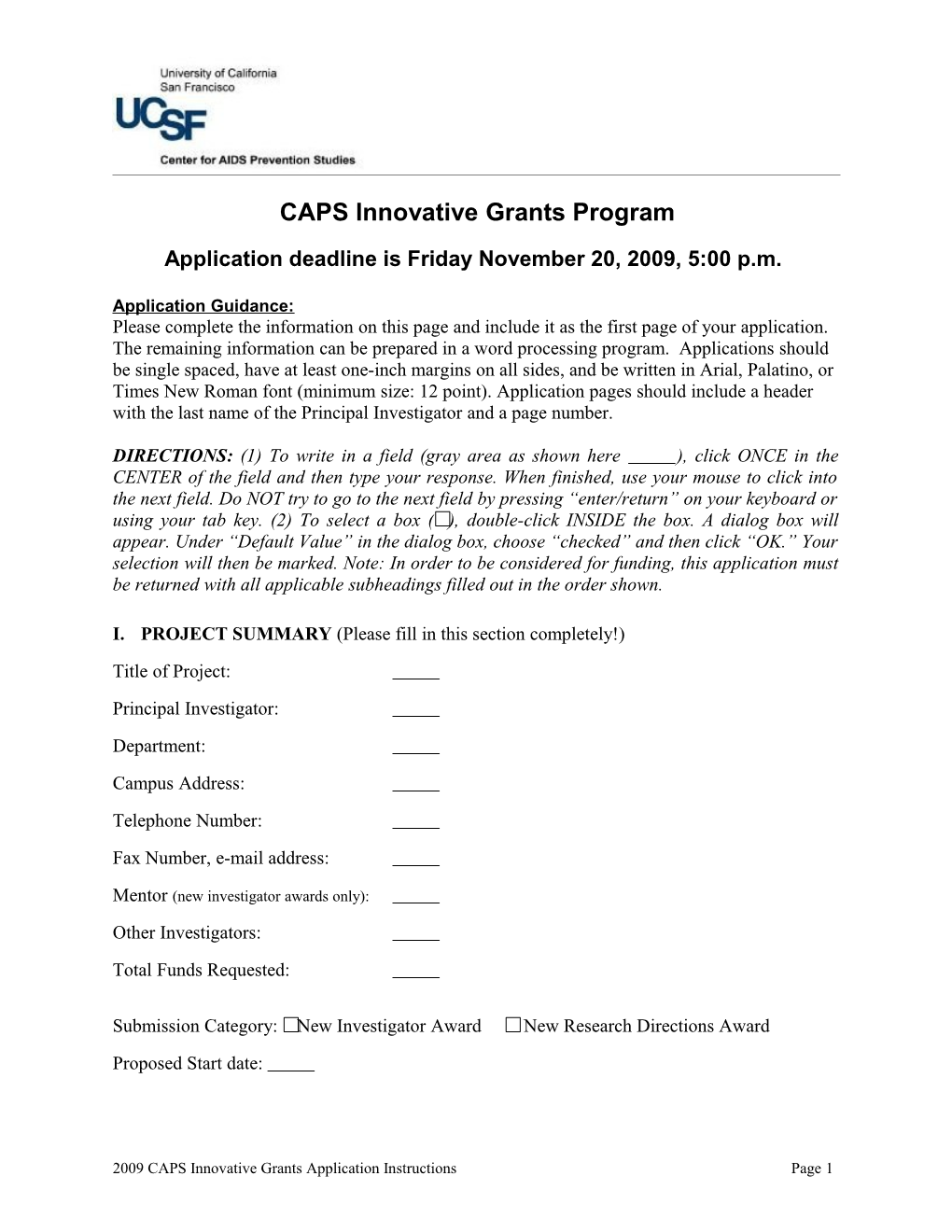 CAPS Innovative Grants Program