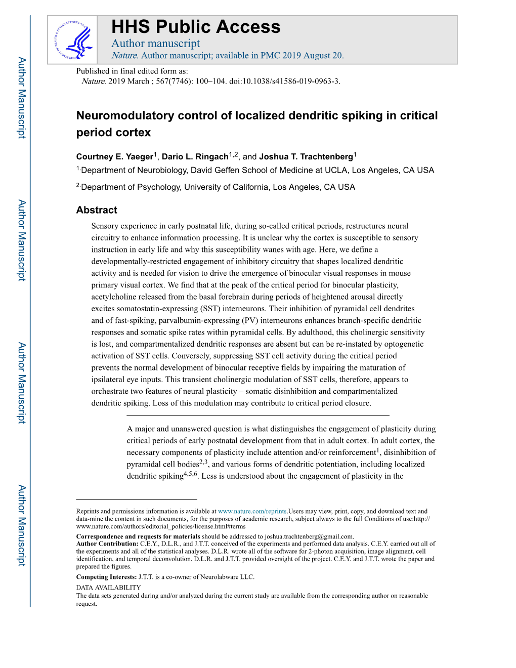 Neuromodulatory Control of Localized Dendritic Spiking in Critical Period Cortex