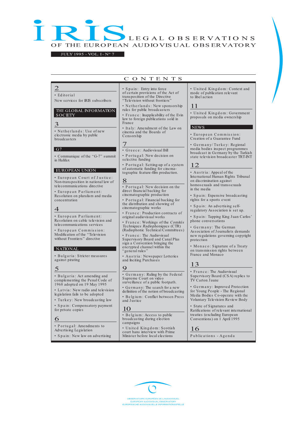 Legal Observations of the European Audiovisual Observatory