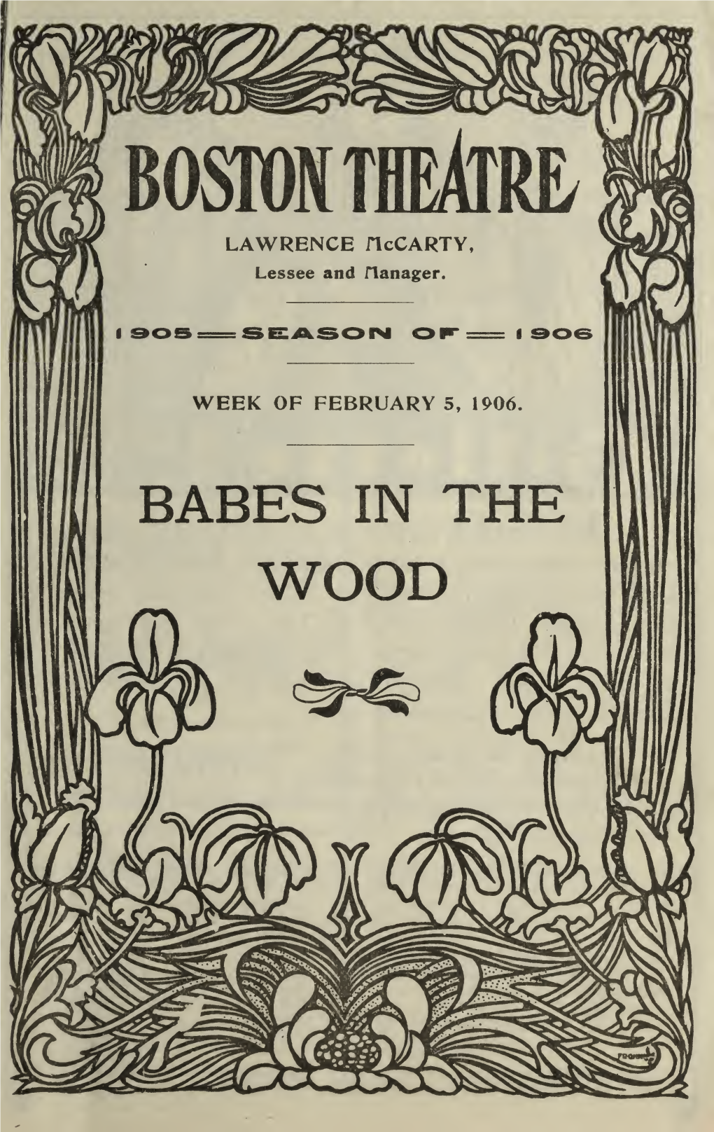 Boston Theatre Babes in the Wood Program