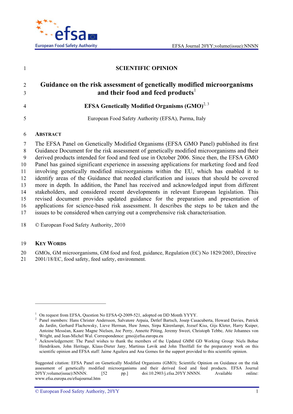 Guidance on the Risk Assessment of Genetically Modified Microorganisms 1 3 and Their Food and Feed Products