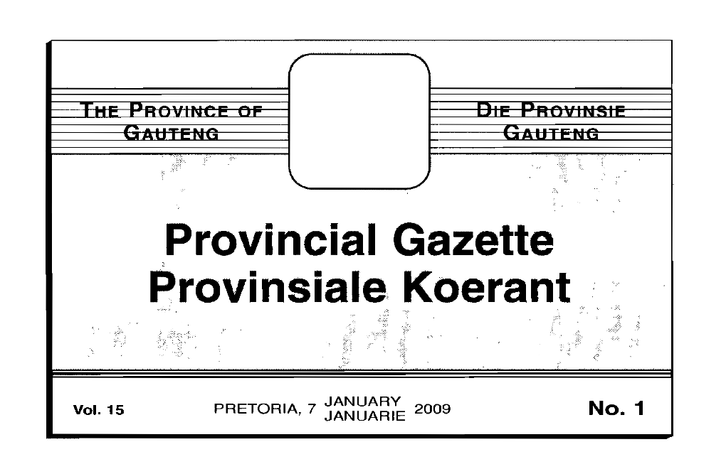 Provincial Gazette Provinsiale Koerant