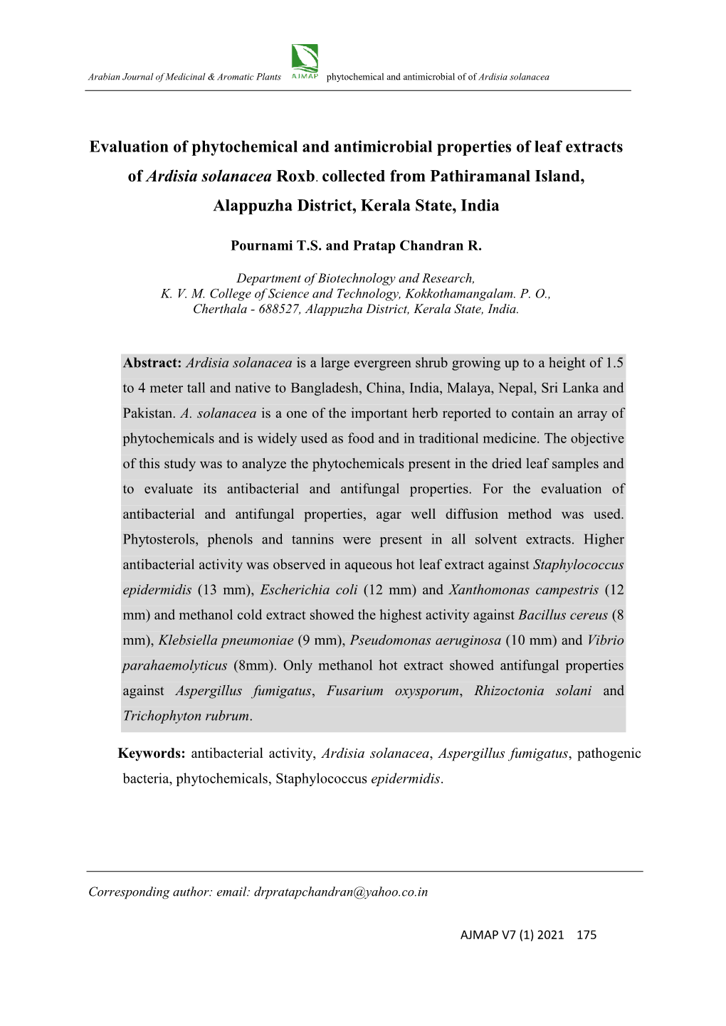 Evaluation of Phytochemical and Antimicrobial Properties of Leaf Extracts