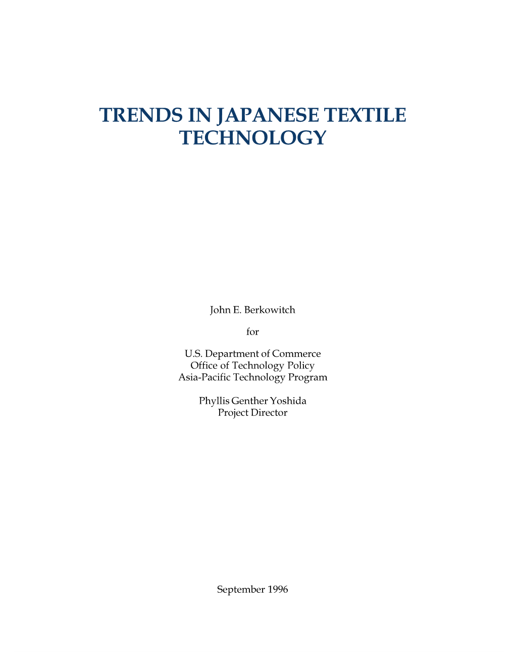 Trends in Japanese Textile Technology